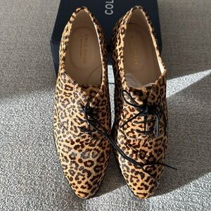 Cole Haan Women's Oxford Leopard Real Fur Size 8.5